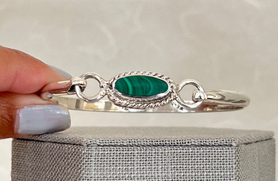 Sterling Silver Malachite Bangle - image 4