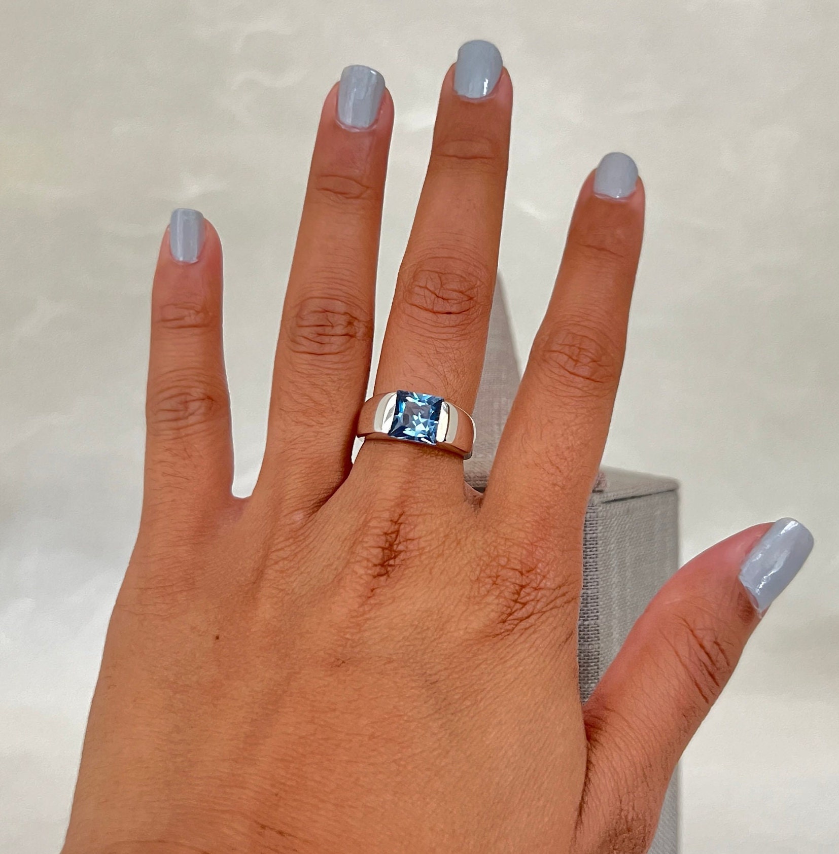 MHT　Miniature Princess Ring (Spinnel) Sterling Silver Princess Cut Spinel Ring - Etsy