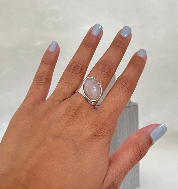 Vintage Sterling Silver Rose Quartz Ring - image 7