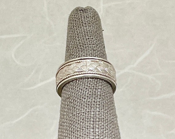 Sterling Silver Woven Pattern Spinning Band - image 2