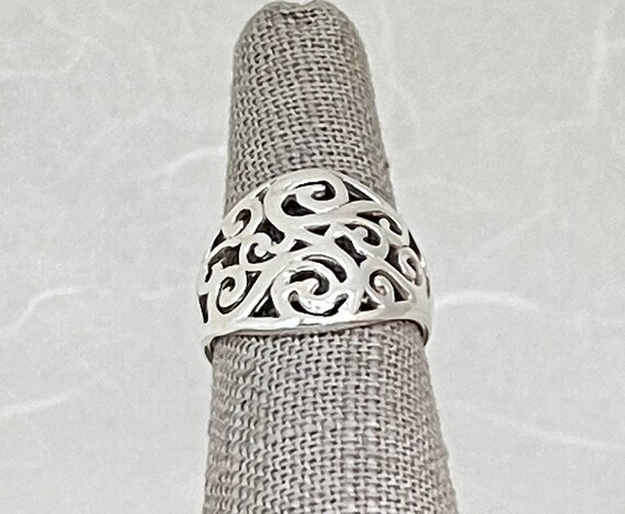 Vintage Sterling Silver Open Scrollwork Ring - image 2