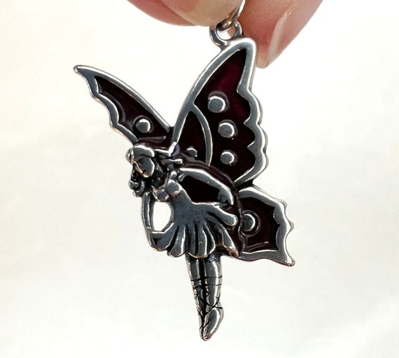 Vintage Sterling Silver Fairy with Wings Charm - image 4