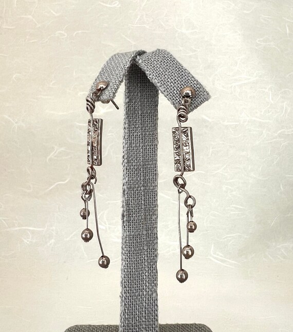 Vintage Sterling Silver Artistic Dangle Earrings