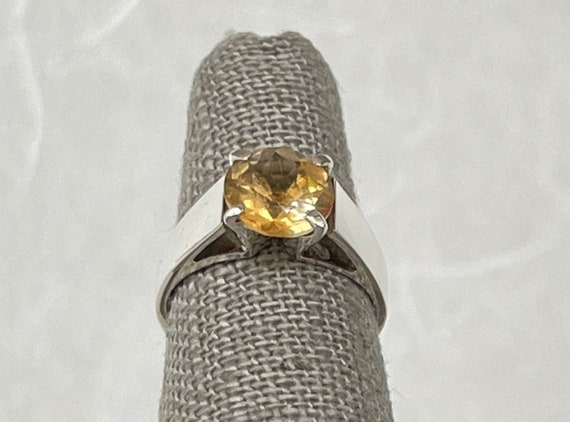 Sterling Silver Round Citrine Ring - image 2