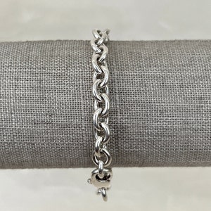 925 Sterling Silver Vintage C Z Heavy Cable Link Bracelet