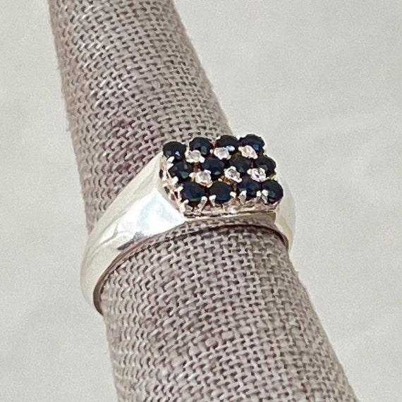 Vintage Sterling Silver Blue Sapphire and Diamond… - image 3