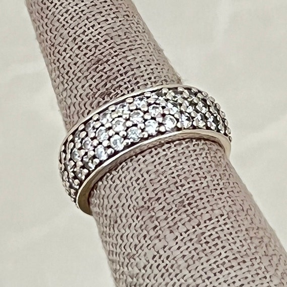 Sterling Silver Pave Eternity Cubic Zirconia Ring - image 3