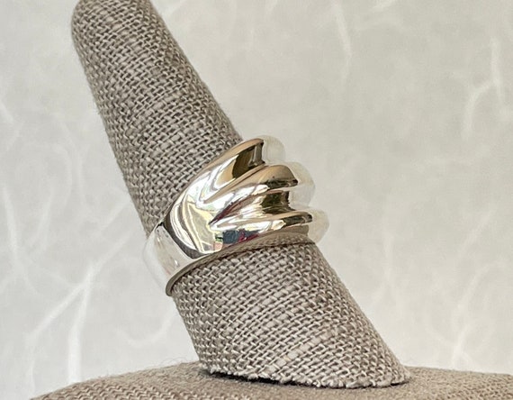 Sterling Silver 3 Ribbed Ring - image 3