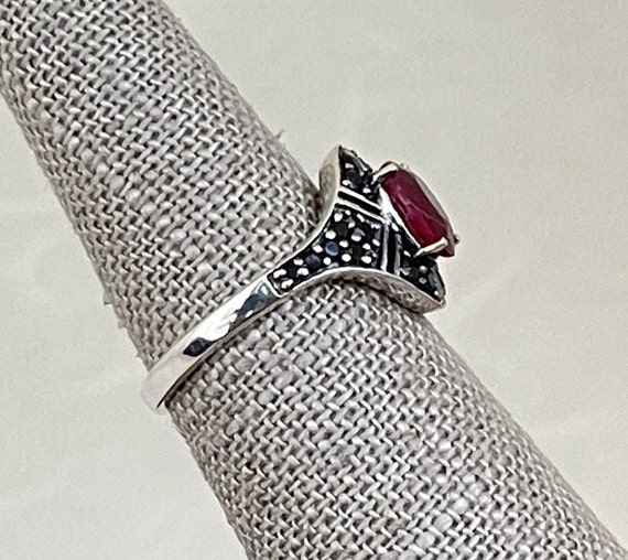 Sterling Silver Ruby and Hematite Ring - image 4