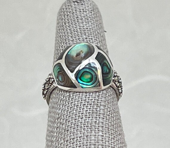 Sterling Silver Abalone Inlay Dome Ring - image 4
