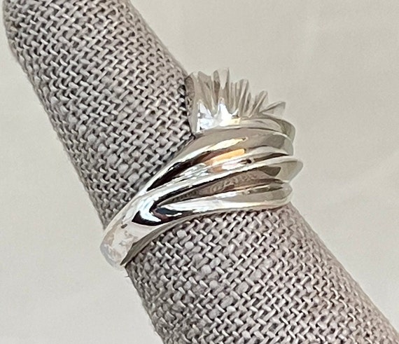 Sterling Silver Interlocking Ribbed Ring - image 4