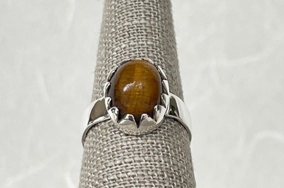 Sterling Silver Oval Tiger Eye Ring - image 2