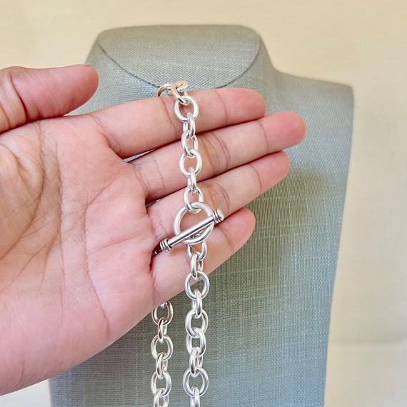 Sterling Silver Solid 18" Cable Necklace with Tog… - image 5