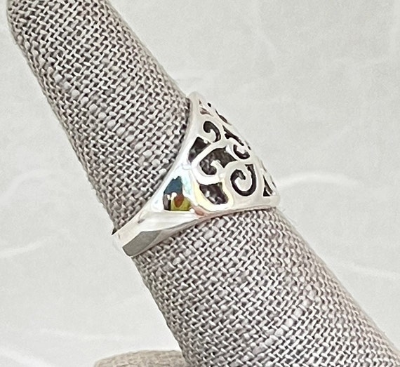 Vintage Sterling Silver Open Scrollwork Ring - image 4