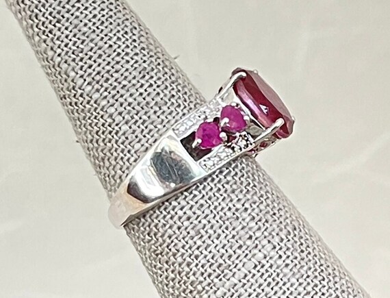 Sterling Silver Quartz and Ruby Ring - image 4