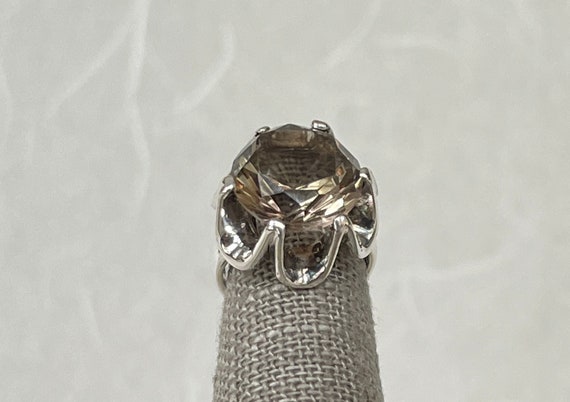 Sterling Silver Round Smoky Quartz Ring - image 2