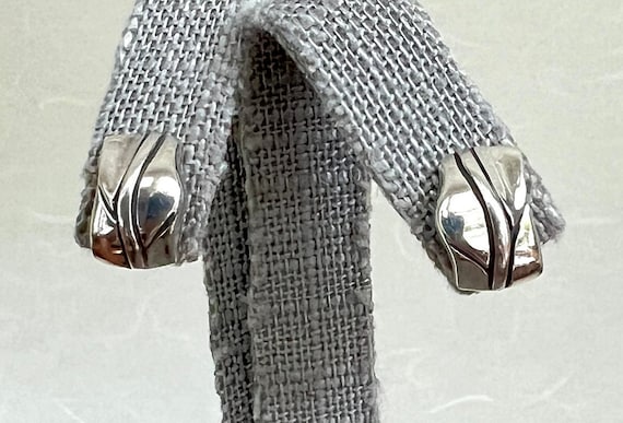 Sterling Silver Rectangular Contoured Stud Earrin… - image 1