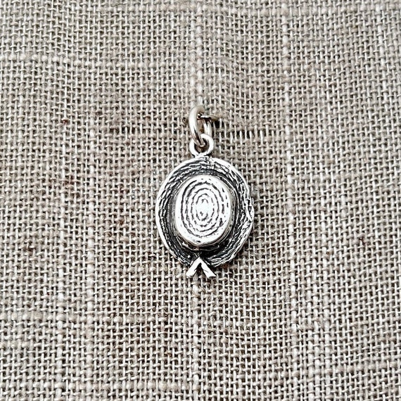 Sterling Silver Straw Hat Charm - image 1