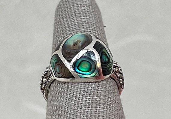 Sterling Silver Abalone Inlay Dome Ring - image 3