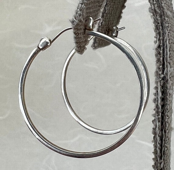 Sterling Silver Circle Hoop Square Edge Earrings - image 5