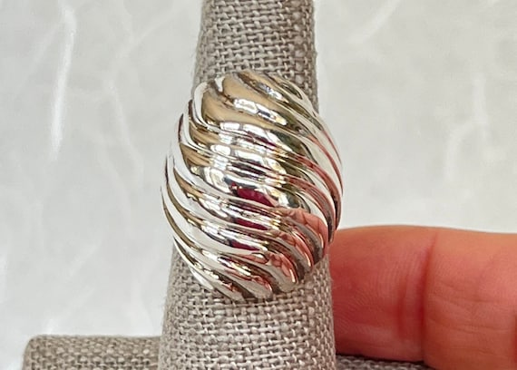 Sterling Silver Ribbed Dome Ring - image 1