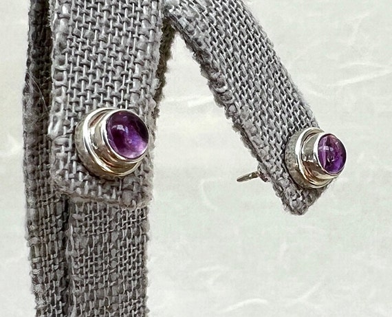 Sterling Silver Amethyst Stud Earrings View 2