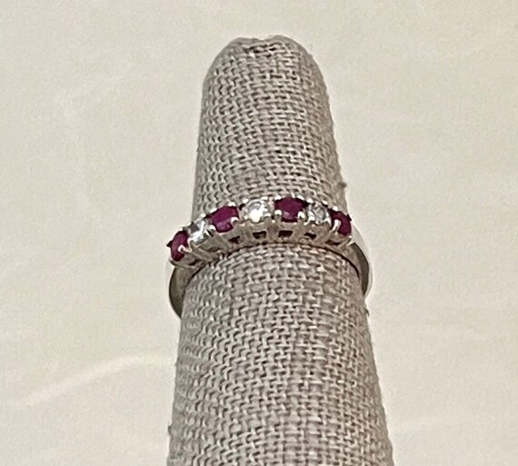 Vintage Sterling Silver Ruby and Cubic Zirconia R… - image 2