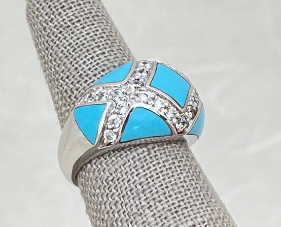 Sterling Silver Turquoise Inlay Ring - image 3