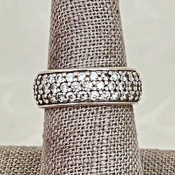 Sterling Silver Pave Eternity Cubic Zirconia Ring - image 1
