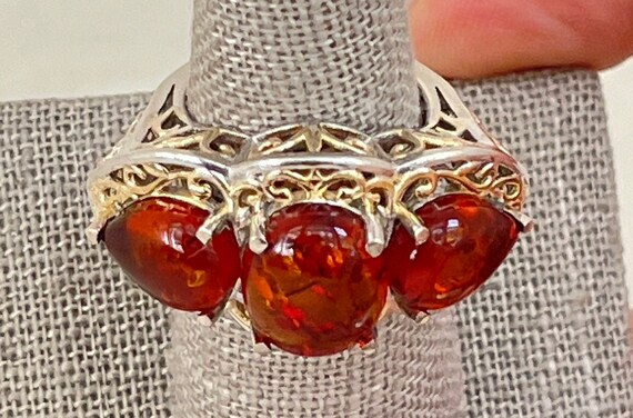 Sterling Silver and Amber Statement Ring - image 6