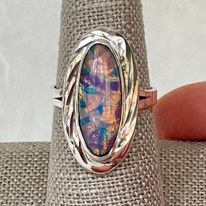 Anello in vetro coriandoli in argento sterling