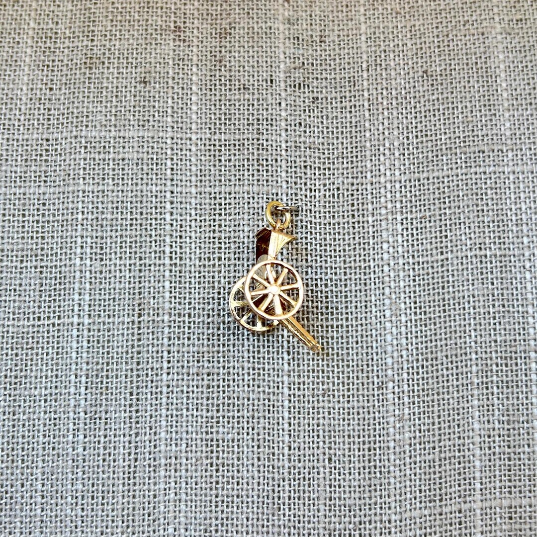 Vintage 14K Yellow Gold Rickshaw Cart Charm - Etsy