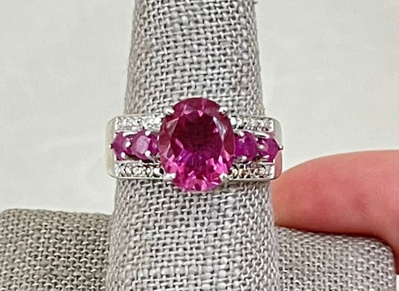 Sterling Silver Quartz and Ruby Ring - image 1