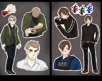 Feuille d'autocollants Leon S. Kennedy et Ethan Winters Resident Evil