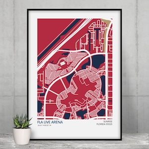 Florida Panthers Stadium Map Print - Team Colors - NHL Stadium Art Map - Poster van museumkwaliteit - Snelle levering - Diff Sizes