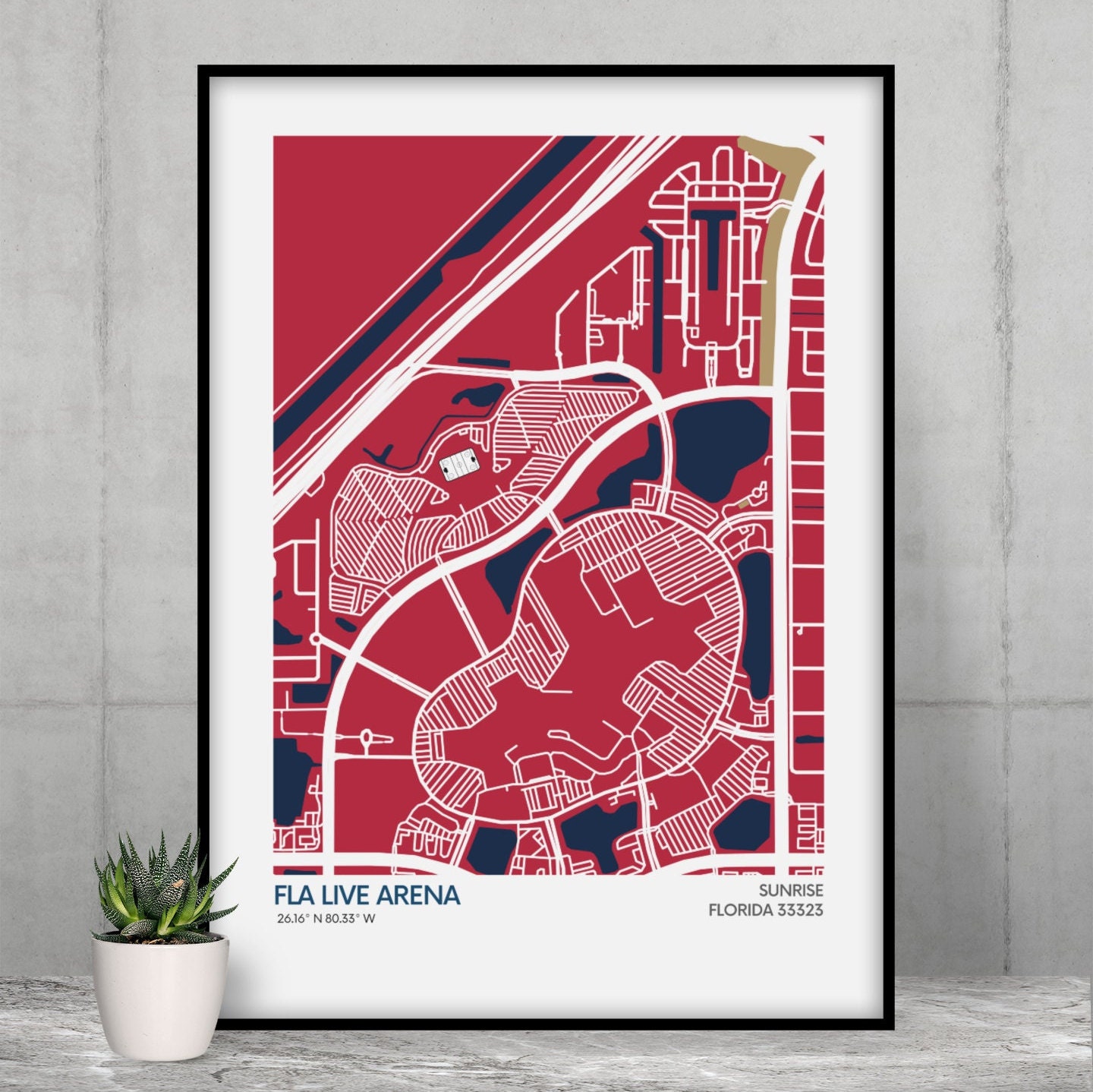Florida Panthers Stadium Map Print Team Colours NHL Stadium Art Map ...