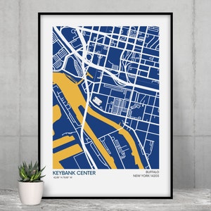 Buffalo Sabres Stadium Map Print - Couleurs de l'équipe - NHL Stadium Art Map - Affiche de qualité musée - Livraison rapide - Tailles différentes
