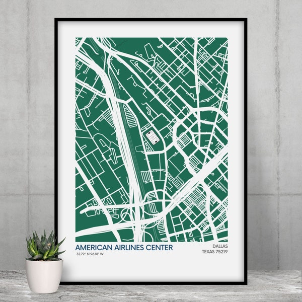 Dallas Stars Stadium Map Print - Team Colours - NHL Stadium Art Map - Museum-quality poster - Fast Delivery - Diff Sizes