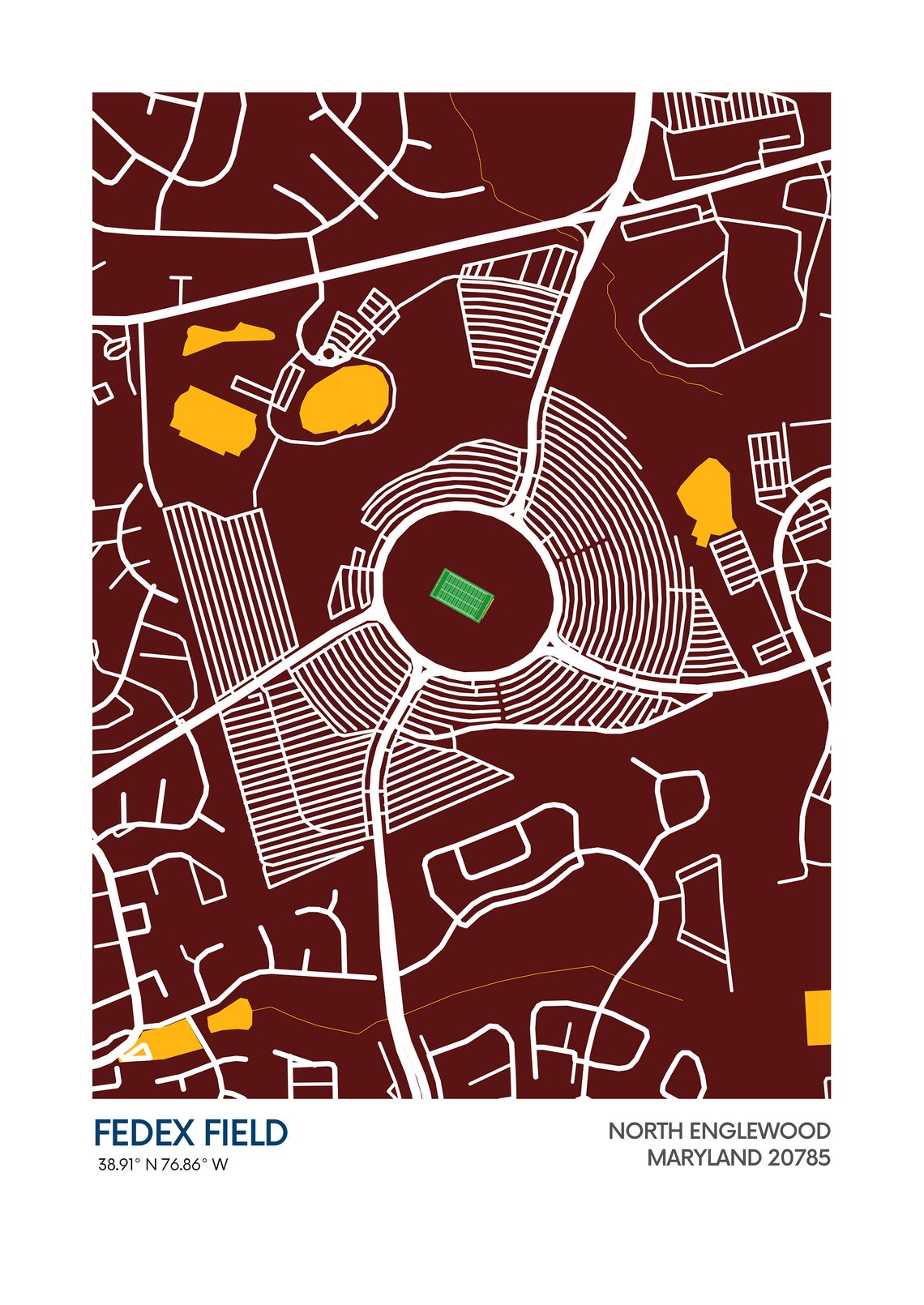 Washington Commanders Stadium Map Print Team Colours NFL Etsy
