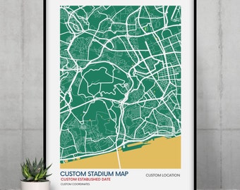 Custom Stadium Map Print - Club Colours - Football Stadium Art Map - Museum-quality poster - Fast Delivery - Diff Sizes