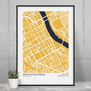 Nashville Predators Stadium Map Print - Couleurs de l'équipe - NHL Stadium Art Map - Affiche de qualité musée - Livraison rapide - Tailles différentes