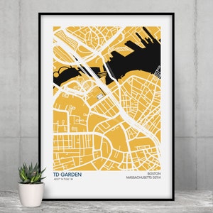 Boston Bruins Stadium Map Print - Teamfarben - NHL Stadium Art Map - Poster in Museumsqualität - Schnelle Lieferung - Verschiedene Größen