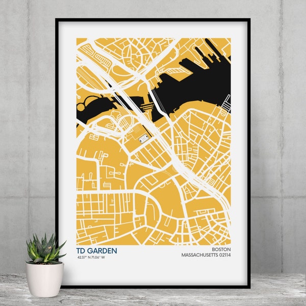 Boston Bruins Stadium Map Print - Team Colours - NHL Stadium Art Map - Museum-quality poster - Fast Delivery - Diff Sizes