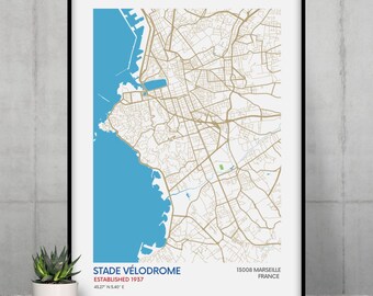 Olympique Marseille Gift for Football Fan Olympique Marseille Wall Art Football Fan Olympique Marseille Fan Gift Football Fan Gift