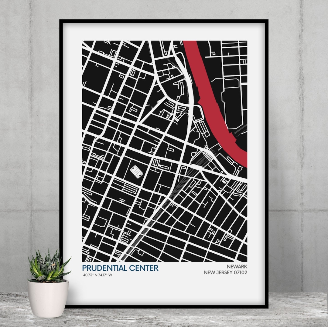 New Jersey Devils Stadium Map Print Team Colours NHL Stadium Art New jersey devils stadium map print team colours nhl stadium art