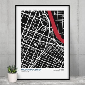 New Jersey Devils Stadium Map Print - Teamfarben - NHL Stadium Art Map - Poster in Museumsqualität - Schnelle Lieferung - Verschiedene Größen