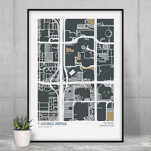 Vegas Golden Knights Stadium Map Print - Team Colors - NHL Stadium Art Map - Poster van museumkwaliteit - Snelle levering - Diff Sizes