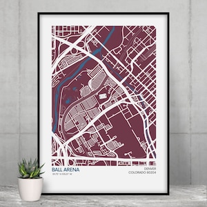 Colorado Avalanche Stadium Map Print - Team Colors - NHL Stadium Art Map - Póster de calidad de museo - Entrega rápida - Diff Tamaños