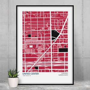 Chicago Blackhawks Stadium Map Print - Teamfarben - NHL Stadium Art Map - Poster in Museumsqualität - Schnelle Lieferung - Verschiedene Größen