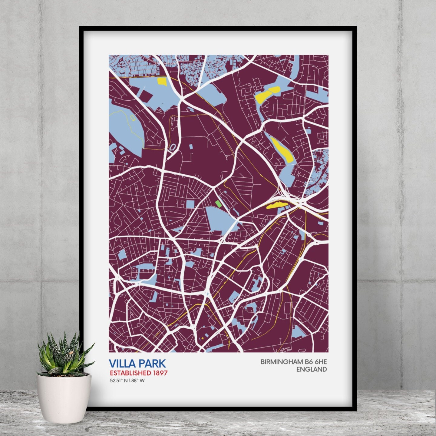 Aston Villa Gift for Football Fan Aston Villa Wall Art Football Fan Aston Villa Fan Gift Football Fan Gift